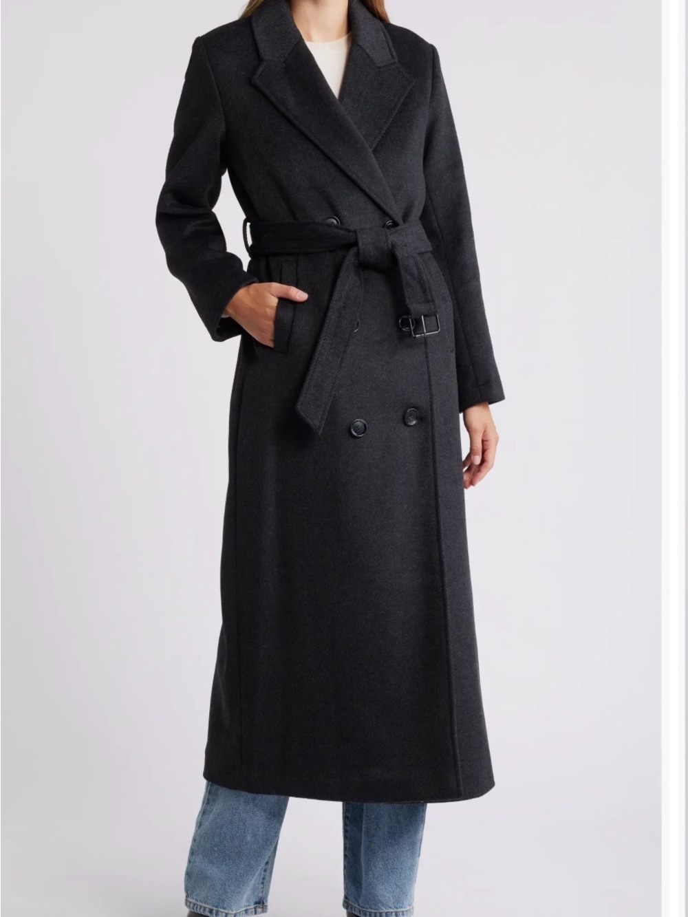Dark grey Double Breasted Twill Coat